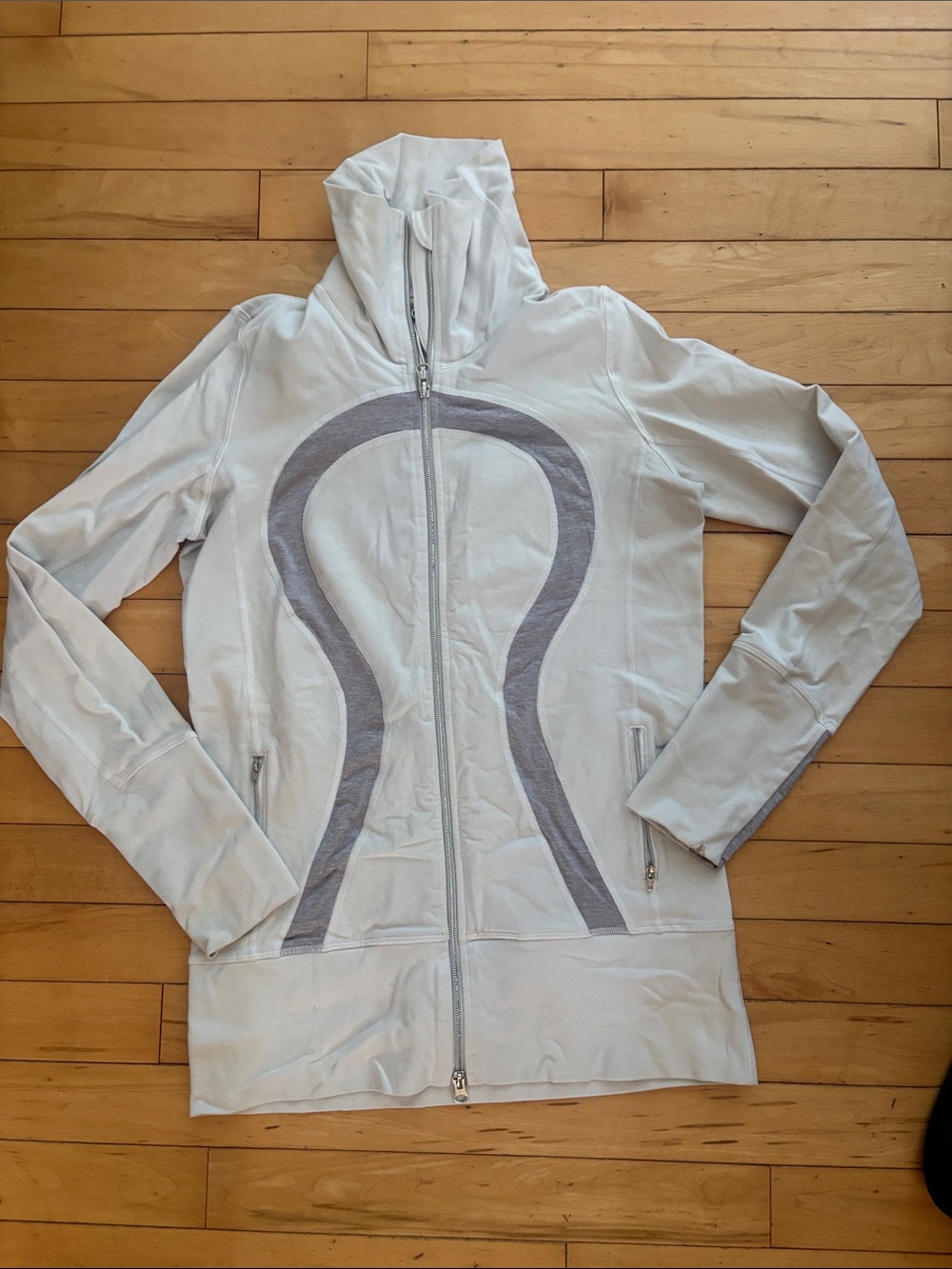 lululemon athletica Light Gray Hooded Zip Jacket with Contrast Panels